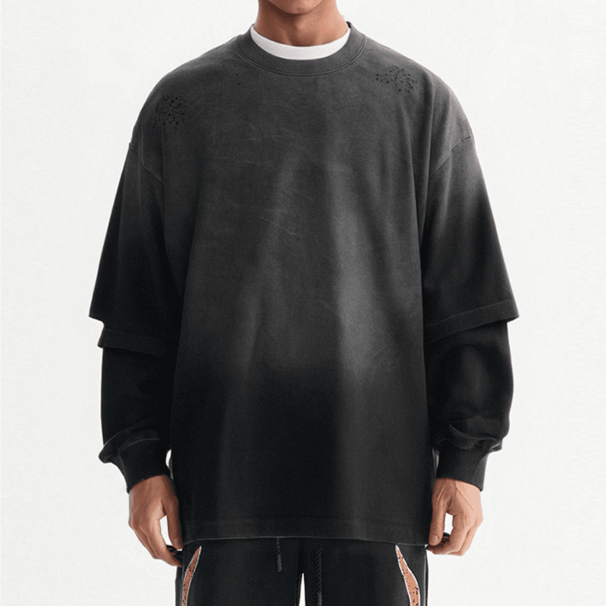 Unisex Heavyweight Washed Vintage Double-Gauze Long-Sleeve T-Shirt (280GSM)