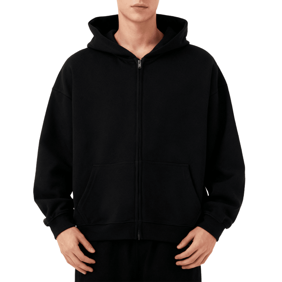 Unisex Heavyweight Cropped Oversized Zip-Up Hoodie (460GSM)