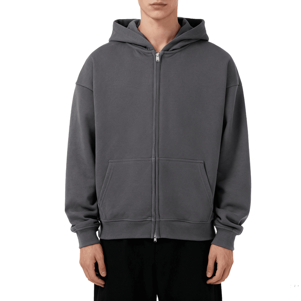 Unisex Heavyweight Cropped Oversized Zip-Up Hoodie (460GSM)