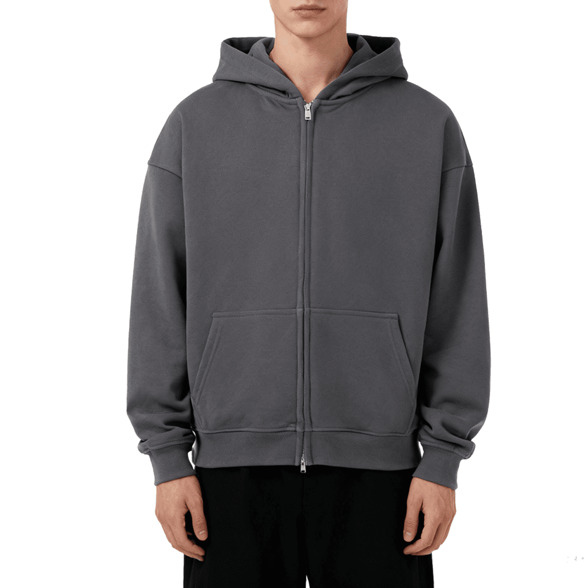 Unisex Heavyweight Cropped Oversized Zip-Up Hoodie (460GSM)