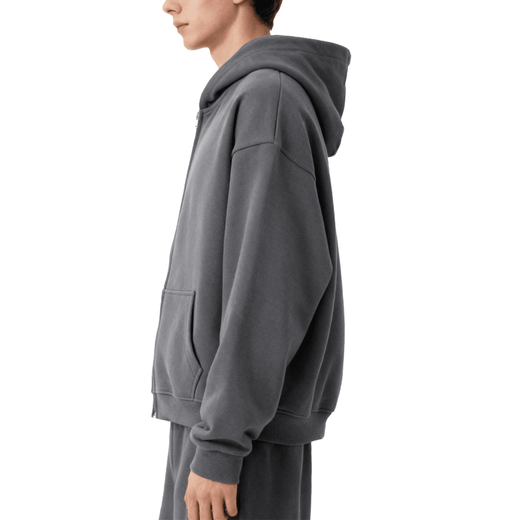 Unisex Heavyweight Cropped Oversized Zip-Up Hoodie (460GSM)