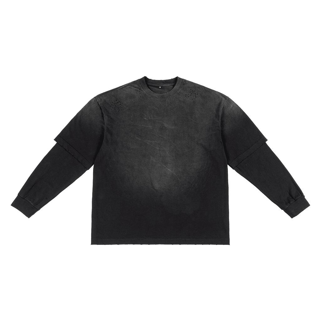 Unisex Heavyweight Washed Vintage Double-Gauze Long-Sleeve T-Shirt (280GSM)