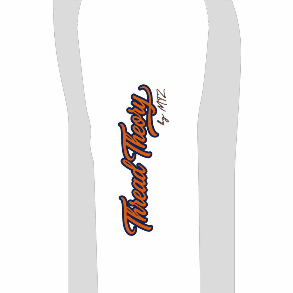 440GSM Unisex Heavyweight hoodie with orange and navy vintage script graphic and signature print on a white panel