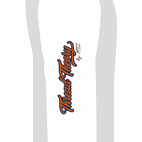 440GSM Unisex Heavyweight hoodie with orange and navy vintage script graphic and signature print on a white panel