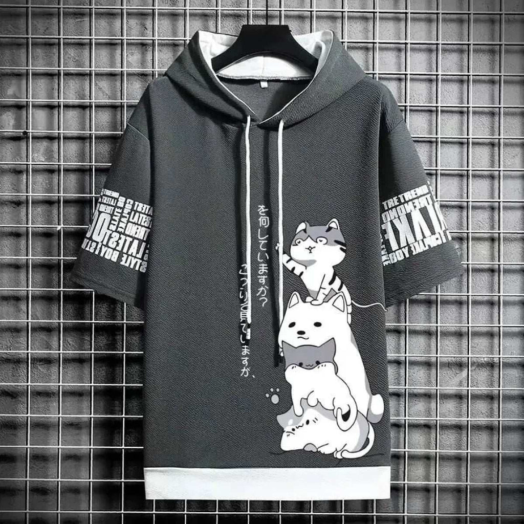 Men's Summer Cartoon Hoodie - Harajuku Short Sleeve